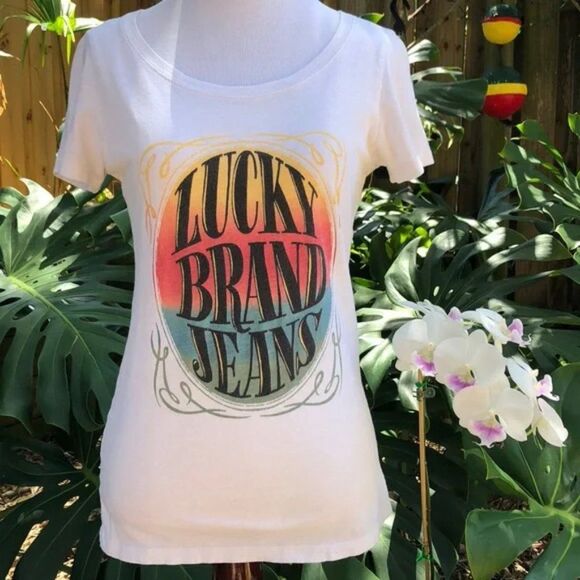 Lucky Brand Classic White Logo Tee Shirt - Picture 9 of 9